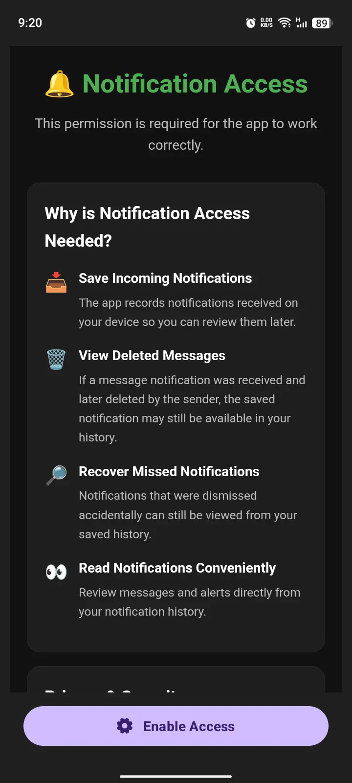 Notifications History
