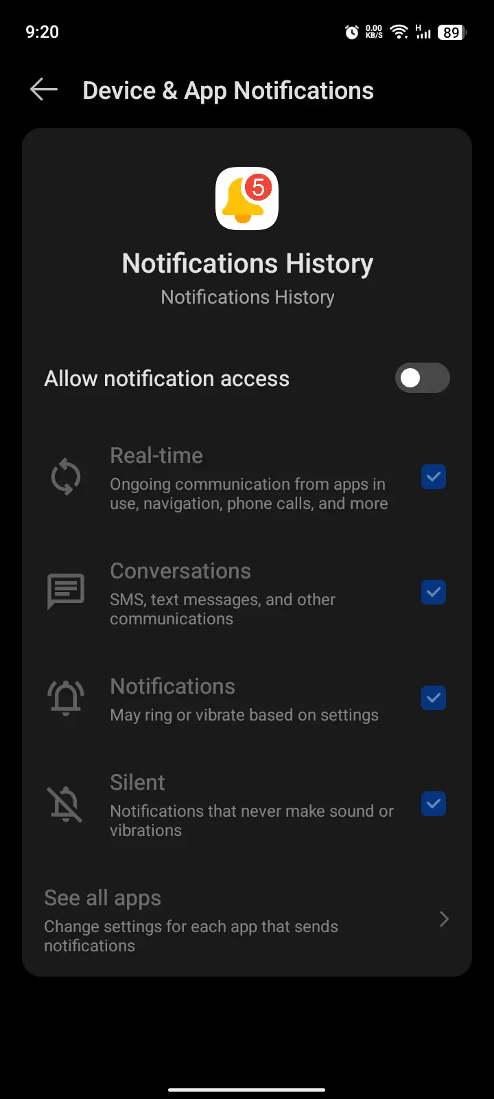 Notifications History